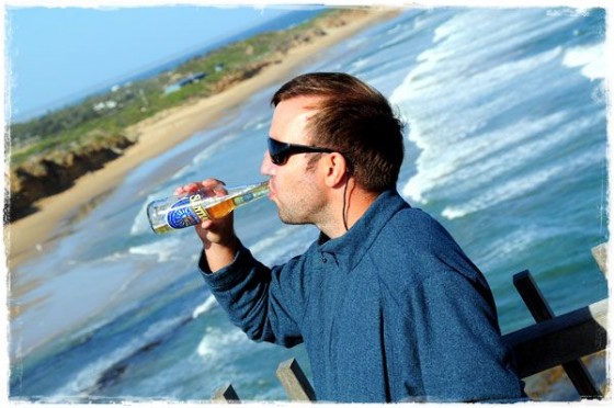 Terry Enjoying Beer - Great Ocean Road, Australia